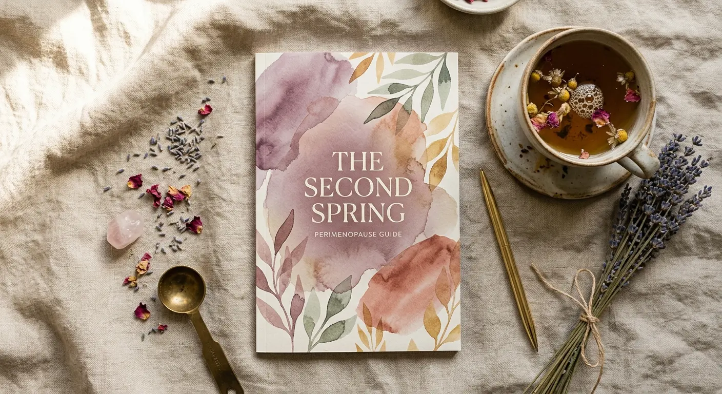 The Second Spring guide — beautiful flat lay with herbal tea and lavender